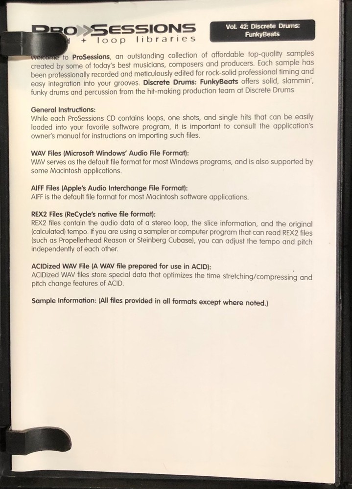 Pro Sessions, Vol. 42: Discrete Drums, Funky Beats (CD, Win+Mac software, 2006)