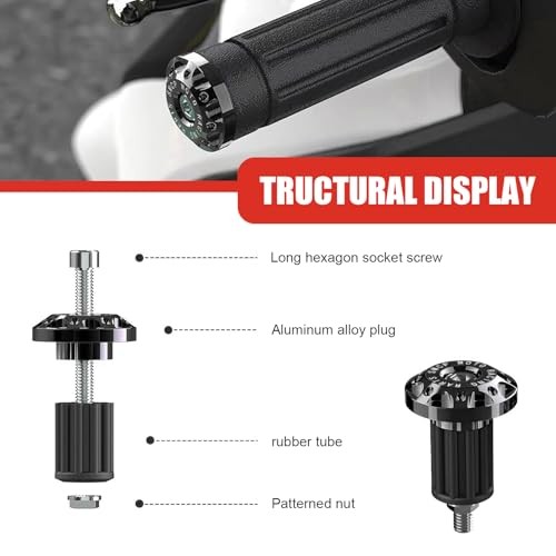 Universal Motorcycle Bar End Plug, Shockproof Handlebar End Caps, 2 PCS Black