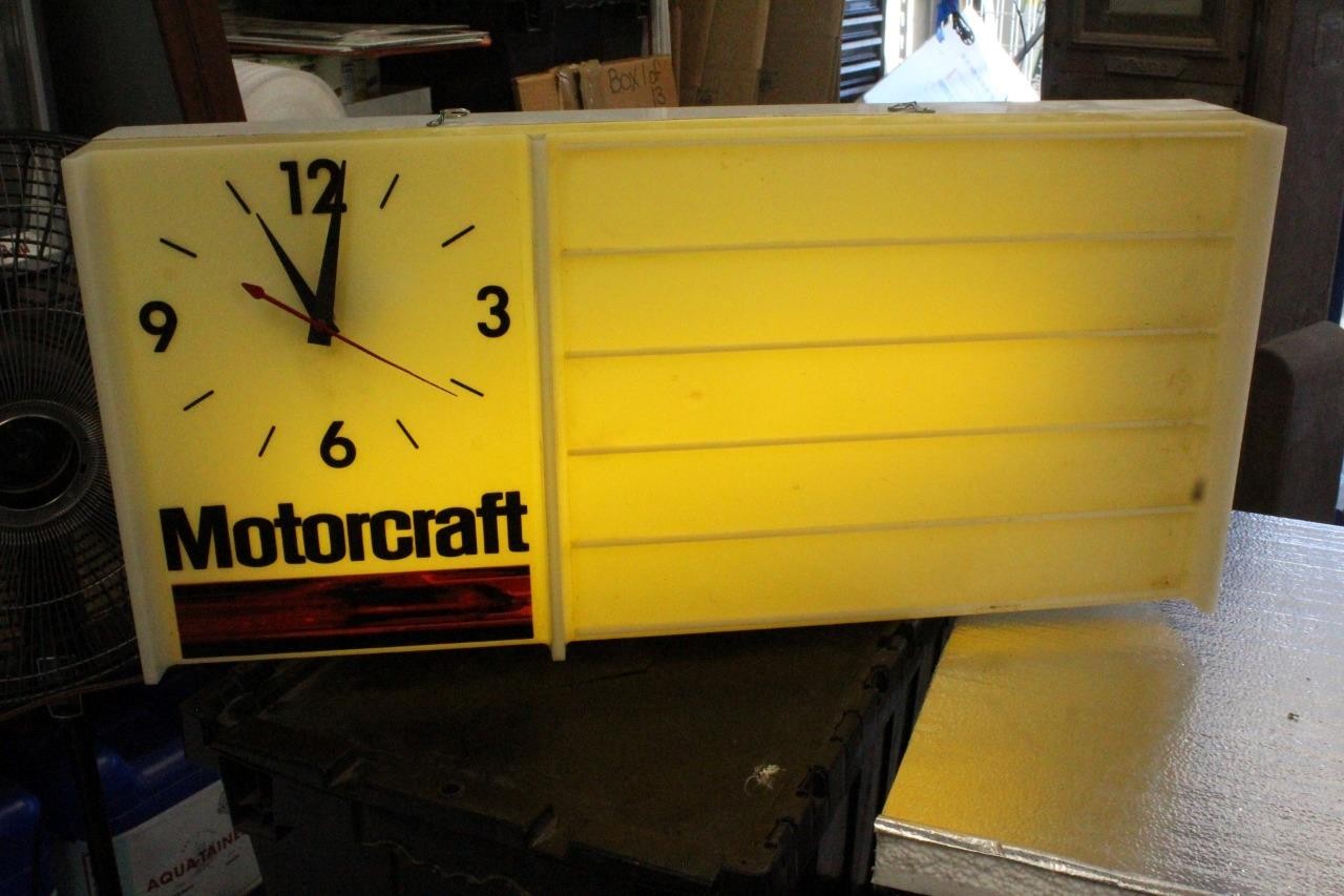 Vintage 1970s Motorcraft Clock Menu Board Sign Ford GT40 Cobra Shelby Mustang