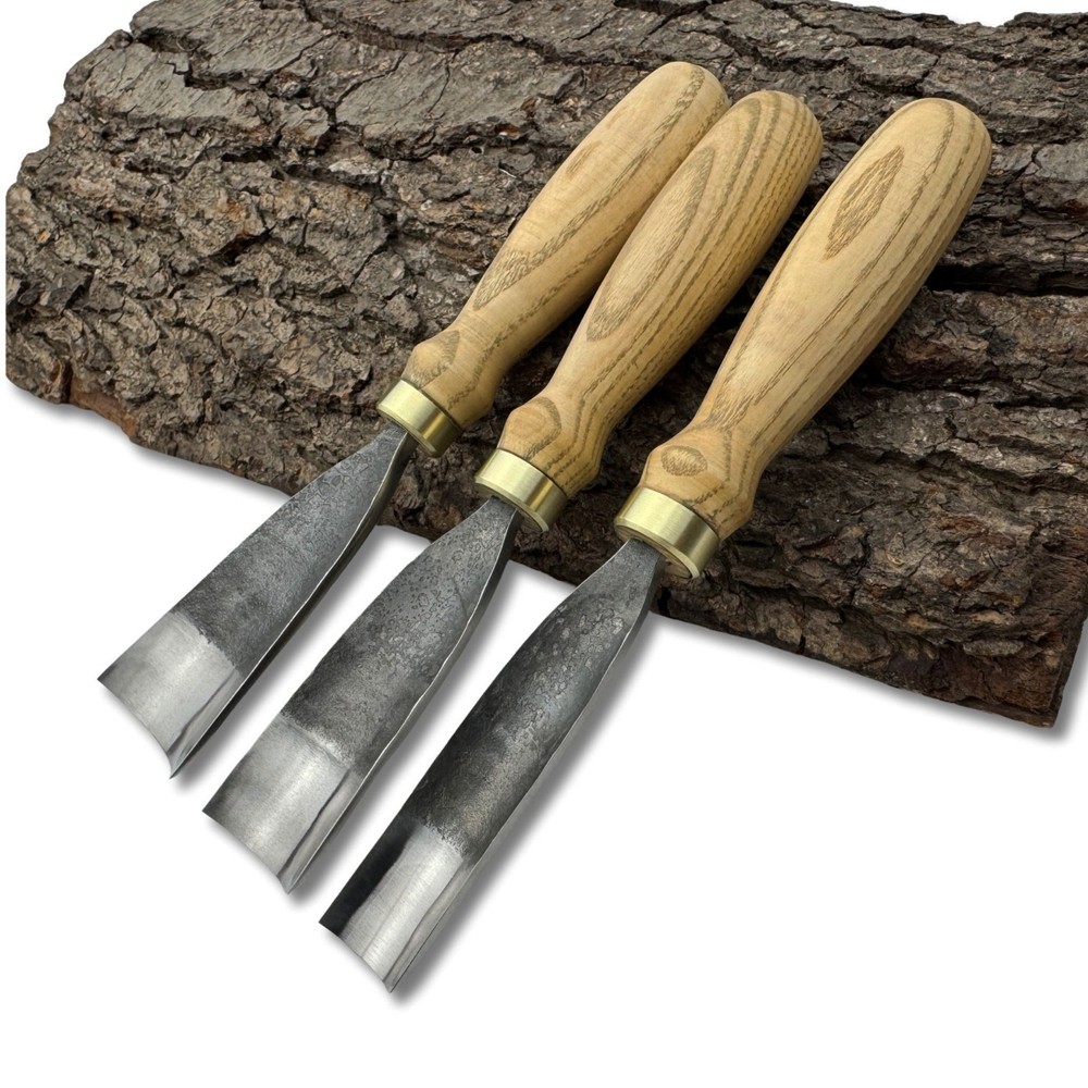 Wood Carving Gouges – Hand-Forged 52100 Steel Blades, Ash Handles, Custom Sizes