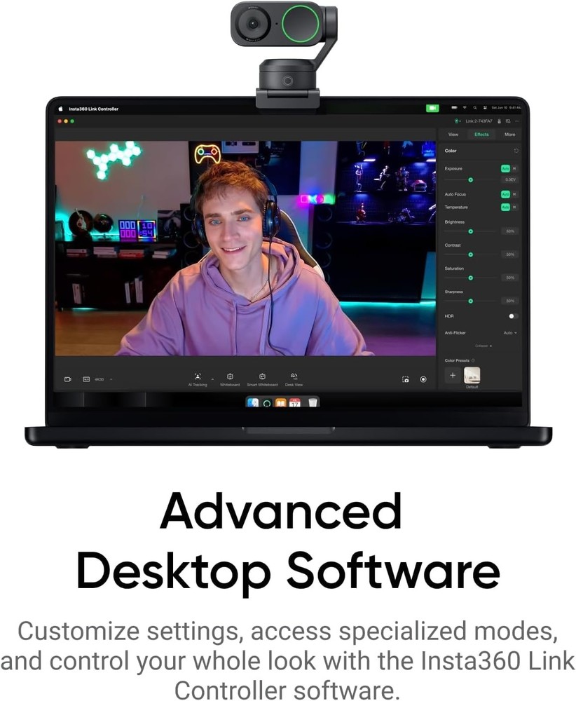 Insta360 Link 2 - 4K AI PTZ Webcam for Streaming, Gaming & Conferencing