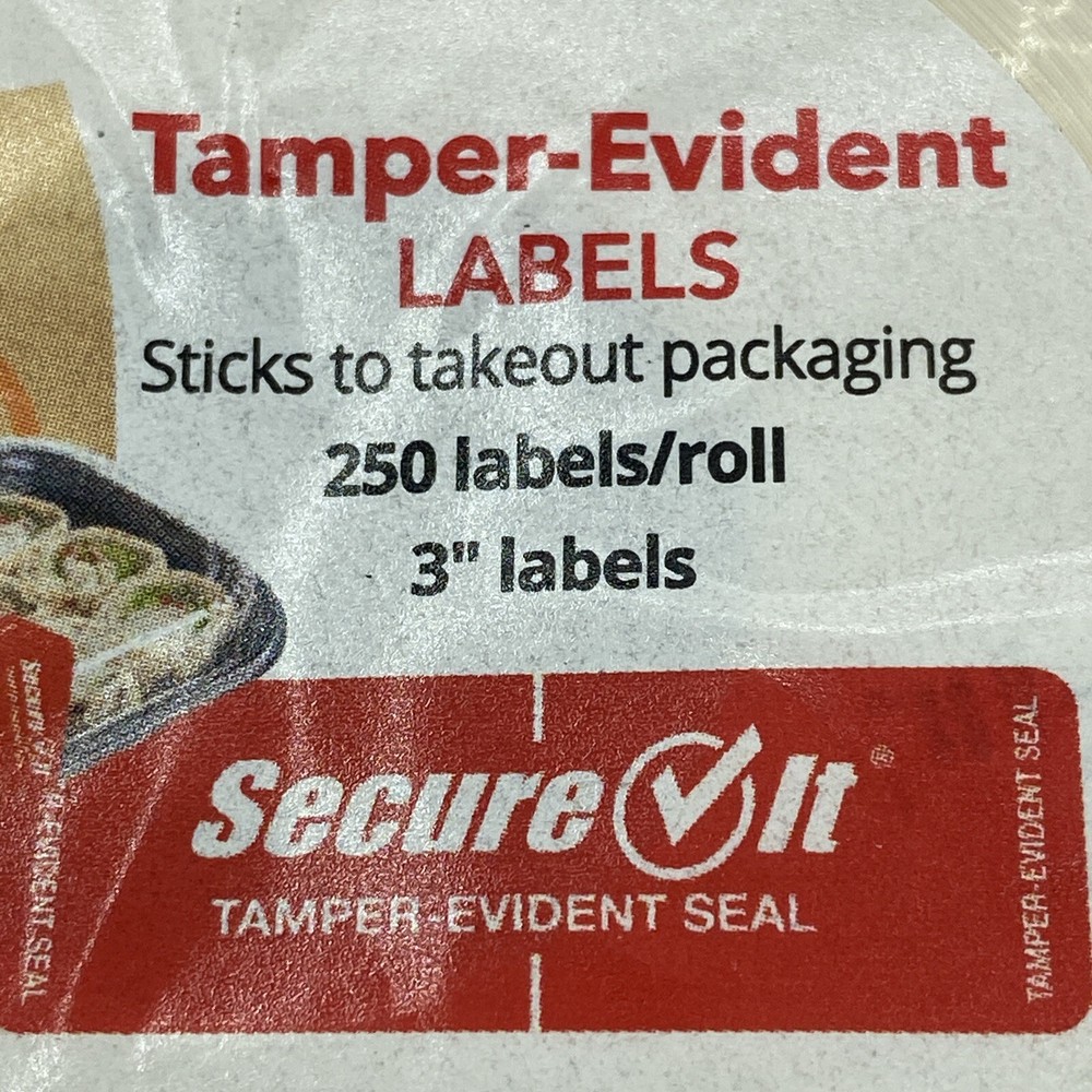 Tamper Evident Beverage Container Seals 2 Pack Secure It 1" x 3" 250/Roll