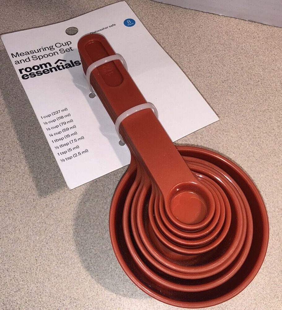 Room Essentials Measuring Cups & Spoons Set Orange Red