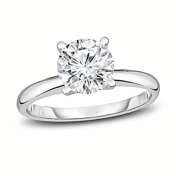 2.00 CT Round Cut VVS1/D GRA Moissanite Engagement Ring 14k White Gold Size 7