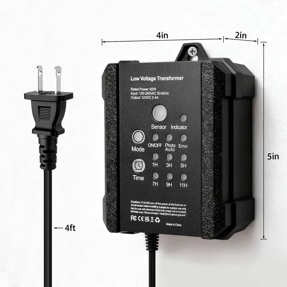 65W Low Voltage Landscape Transformer with Countdown Timer & Photocell Sensor
