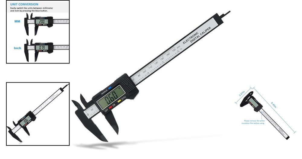 Precision Digital Caliper 0-6" with Large LCD & Auto-Off Feature – Black