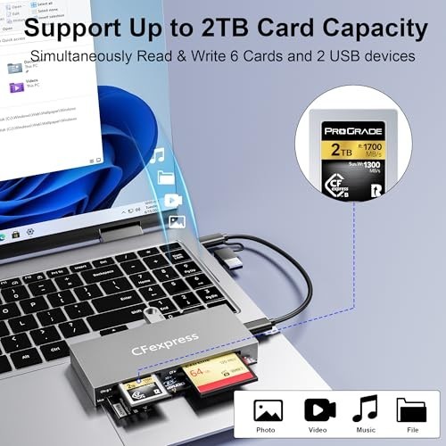 8-in-1 CFexpress Type B Card Reader Hub, USB 3.2 Gen 2, Multi-Format Support, 10