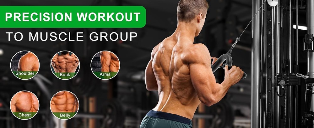 12" LAT Pull Down Bars Cable Machine Attachment, Rowing T-bar V-bar Set, Back...