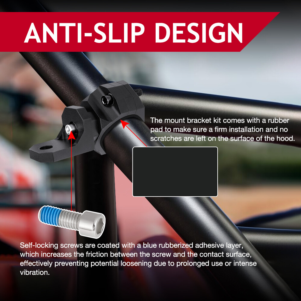 UTV Whip Light Mount Flag Bracket 360°Adjustable For 1.5"-2" Roll Bar Mounting