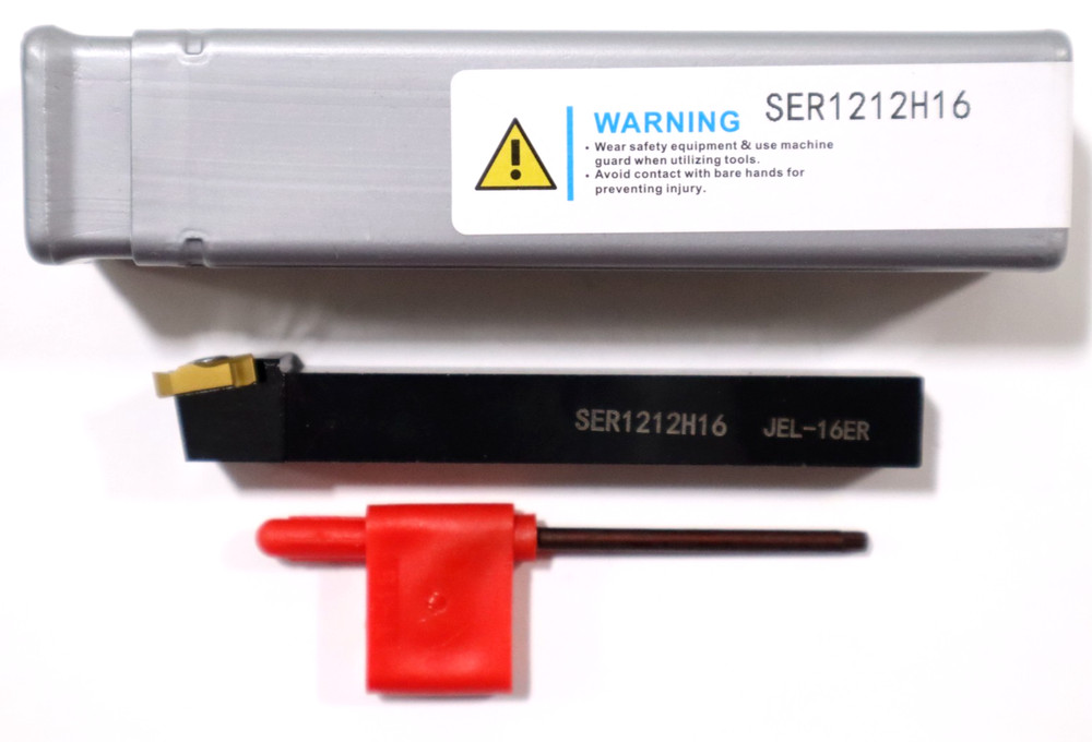 SER1212H16, 12 mm SQUARE THREADING TOOL HOLDER w/ 16ER INSERT INSTALLED E427