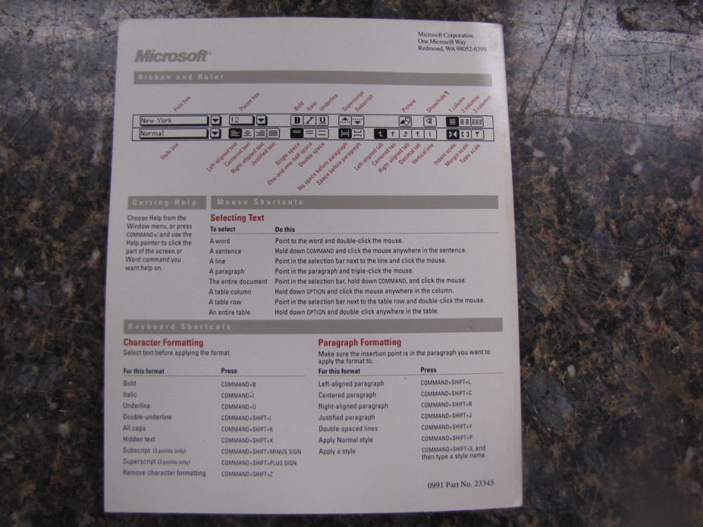 Microsoft Word 5.0 Version Software -Apple Macintosh Series w/ User Guide -NA20