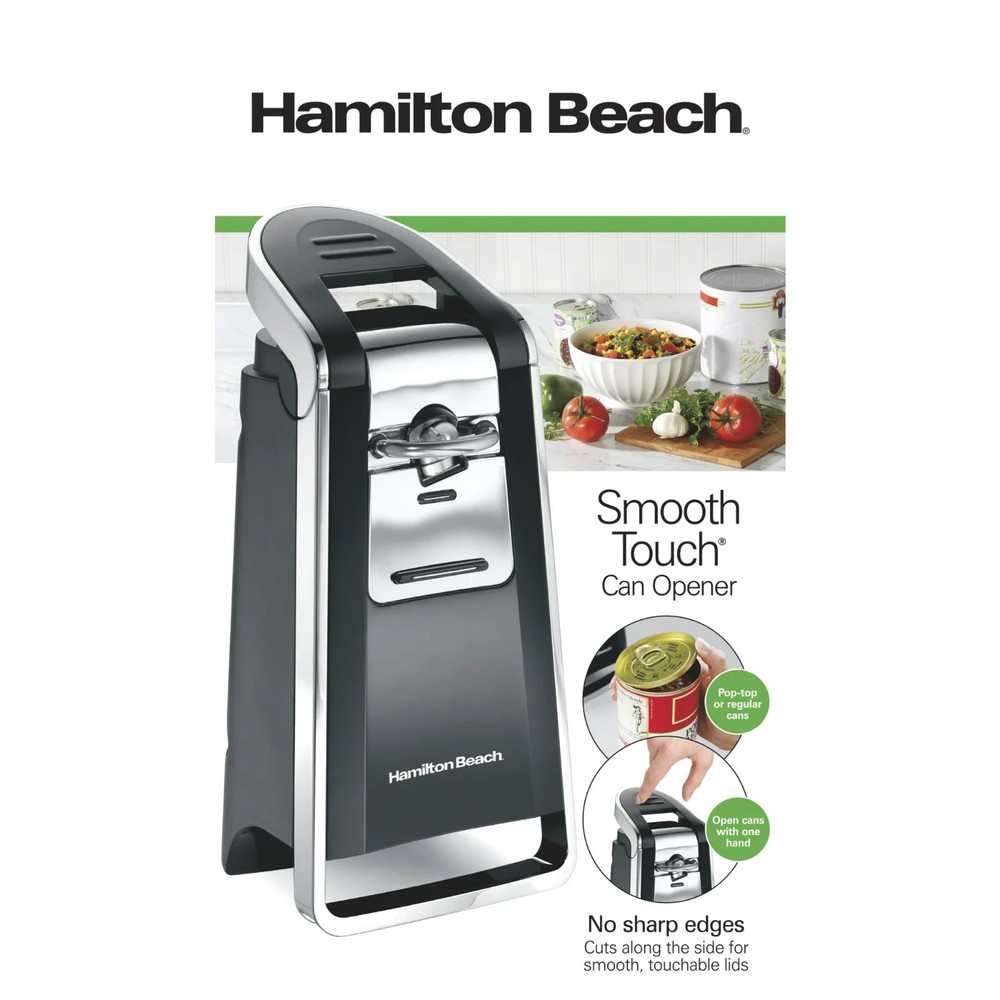 Hamilton Beach Smooth Edge Automatic Electric Can Opener, Black & Stainless