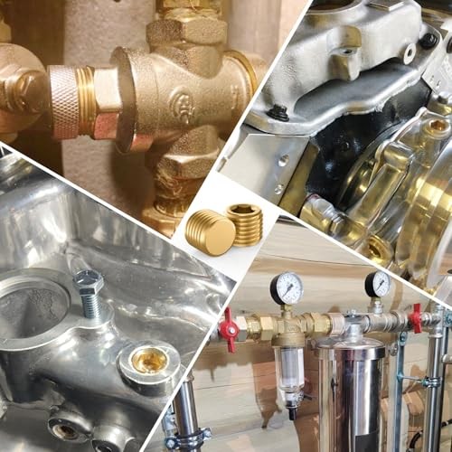 15 PCS Brass Pipe Plug Fitting Kit, Internal Hex Thread Socket Pipe 1/8” NPT