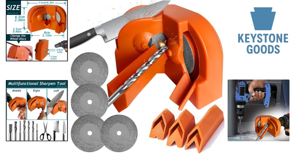 Portable Electric Drill Bit Sharpener with 4 Diamond Grinding Wheels