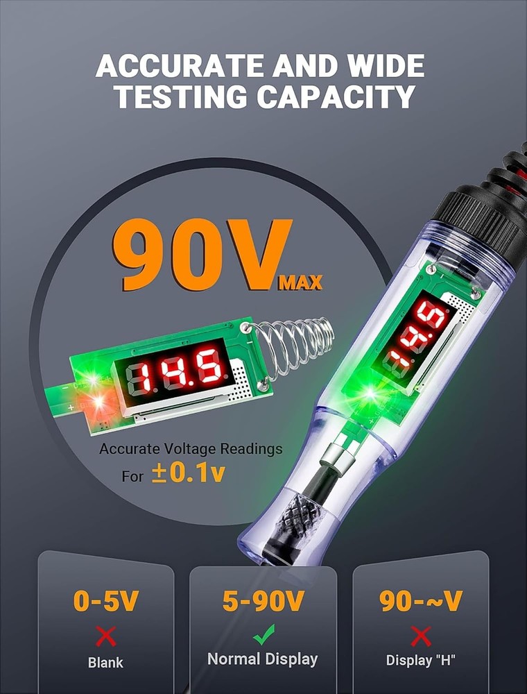 LED Circuit Tester 5-90V Digital Voltmeter Probe