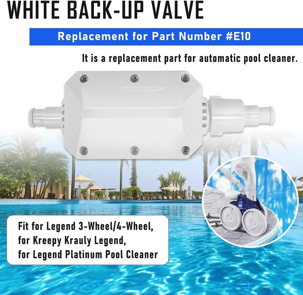 E10 White Back-Up Valve for Pentair, for Legend/Platinum Automatic Pool Cleaner