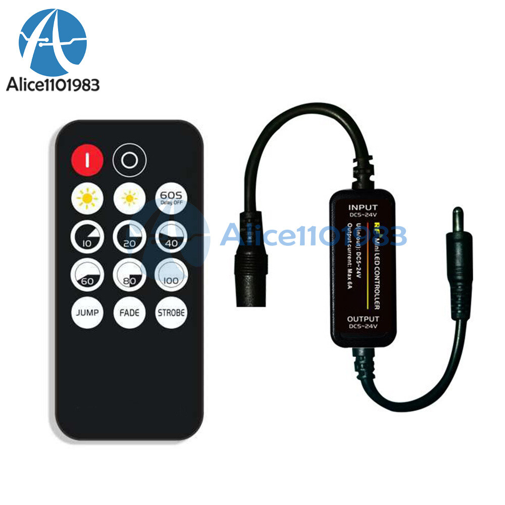 6A Mini LED Dimmer RF Wireless 14Key Remote Control LED Strip Light Controller