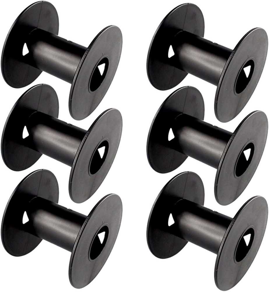 6 Pcs Plastic Spool 71Mm Black Bobbin round Ends Empty Thread Spools for Sewing