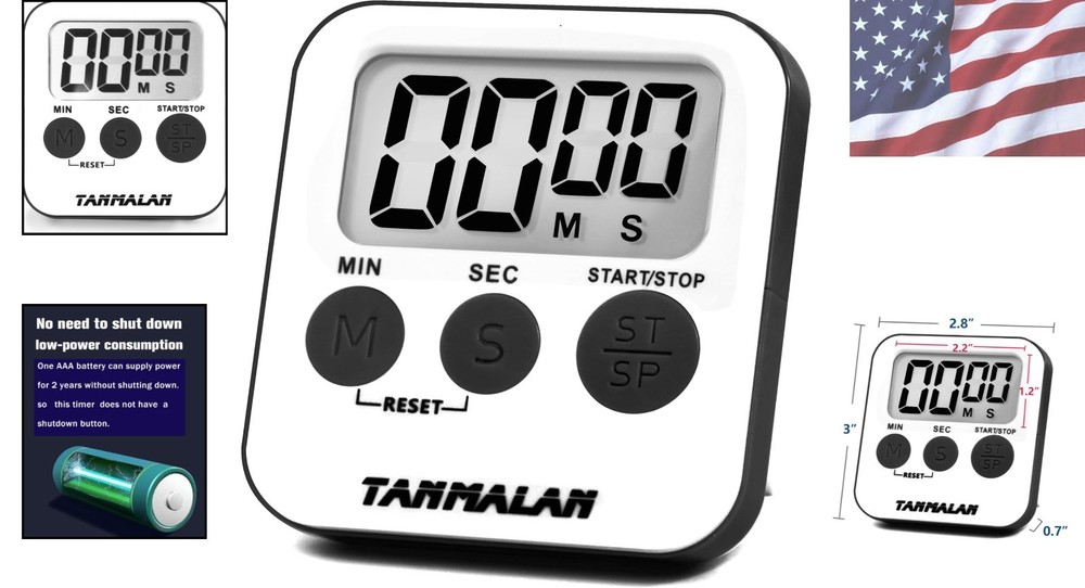 Stylish Grey Kitchen Timer - Large Display & Long Battery Life for Efficiency