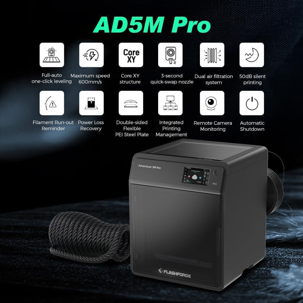 FLASHFORGE Adventurer 5M Pro 3D Pinter Max 600mm/s Fully Auto Printing RC CoreXY