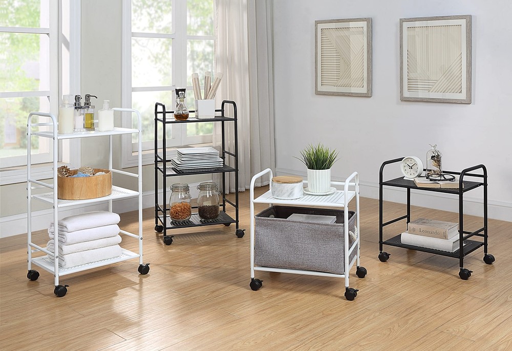 Minimalist Style Utility Rolling Shelf Cart BLK