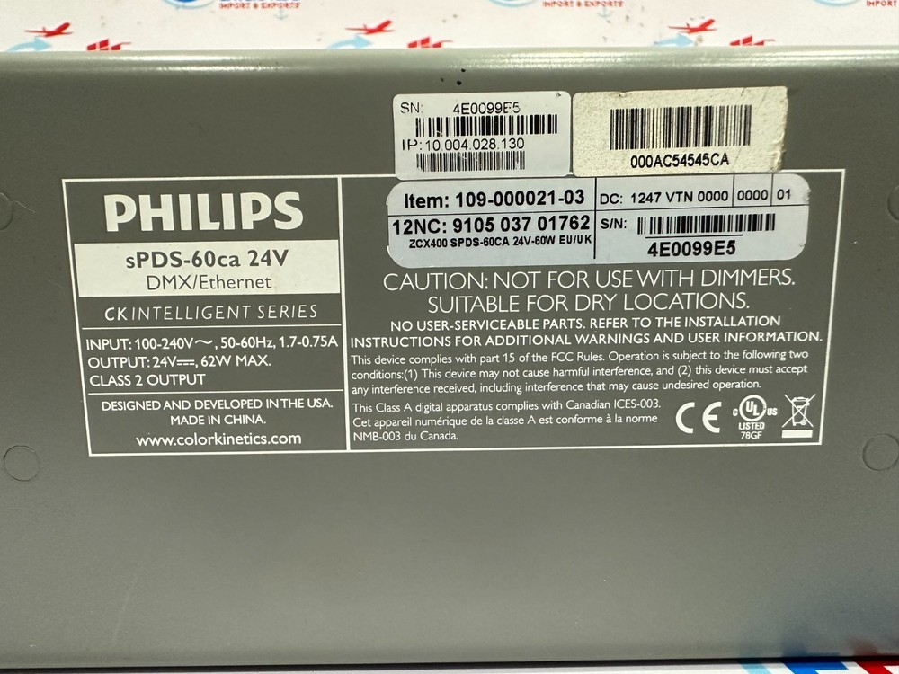Philips sPDS-60ca 24V Power/Data Dmx/ethernet Power Supply