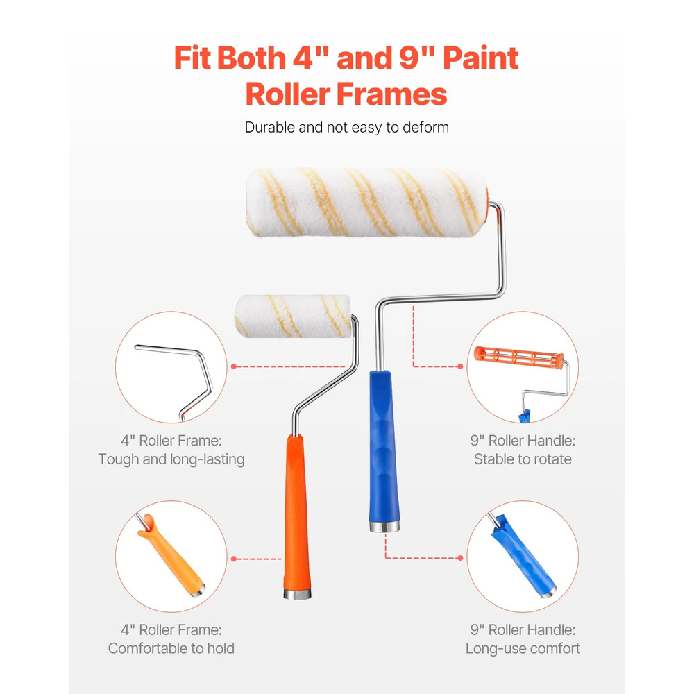 Complete Painting Kit: 19-Piece Set with Rollers, Frames, and Sleeves