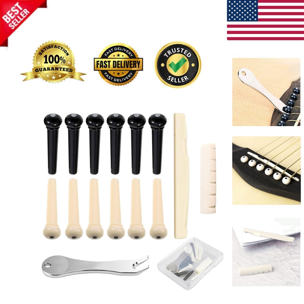 Guitar Bridge Pin Set: 12 Pins with Puller & Saddle for Ultimate Performance