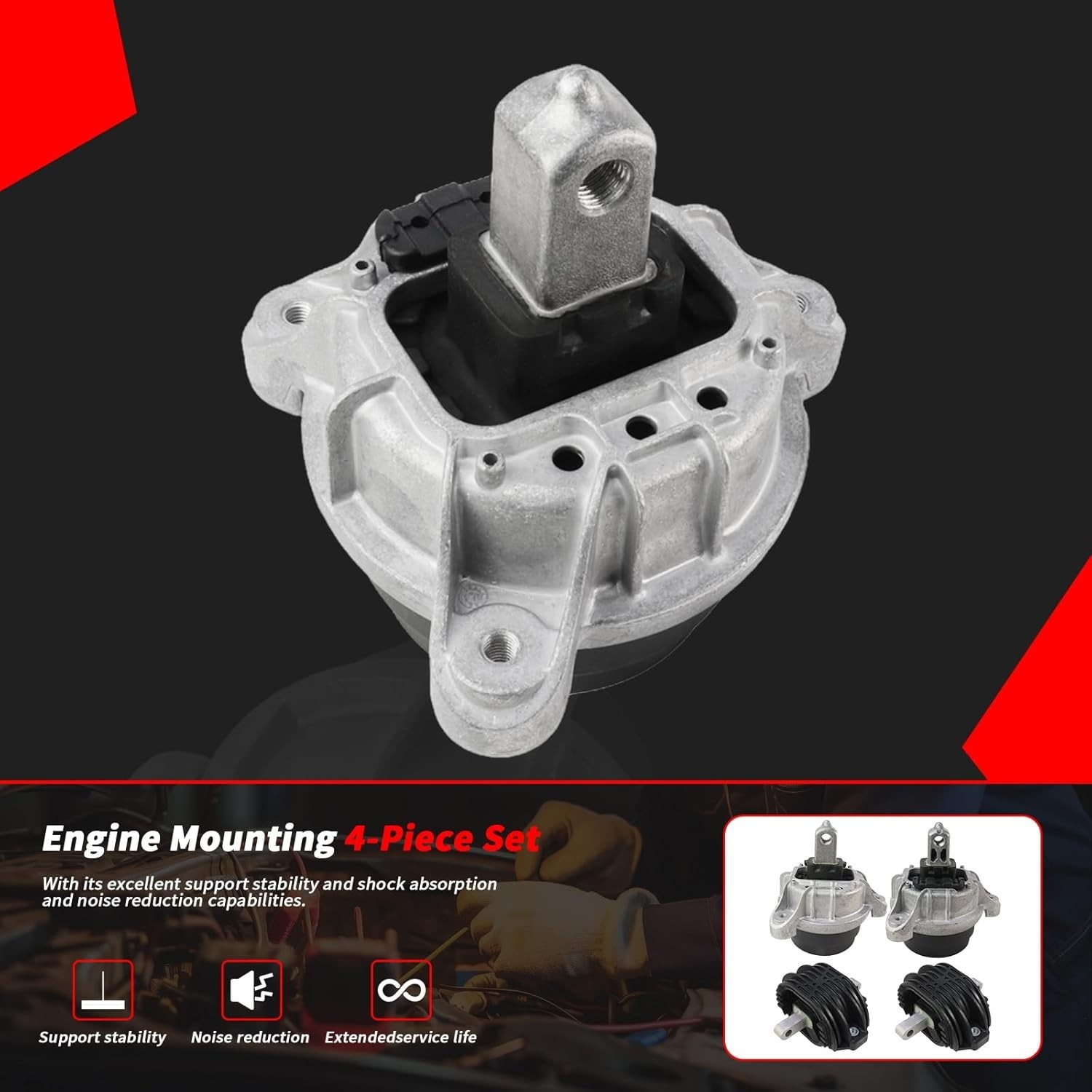 Engine Mount 4-Piece Set for BMW 535i 530i 528I 523I 630I 640i 730Li 740Li Re...
