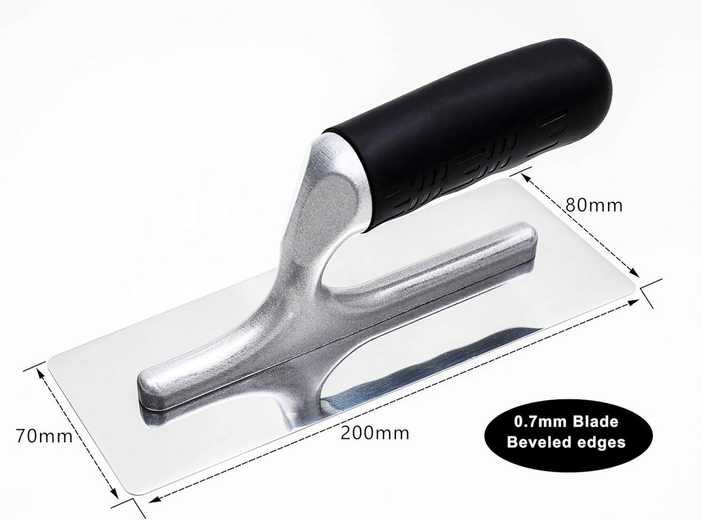 3 PC Polished Stainless Steel with Rubber Handle Paint Plastering Tools