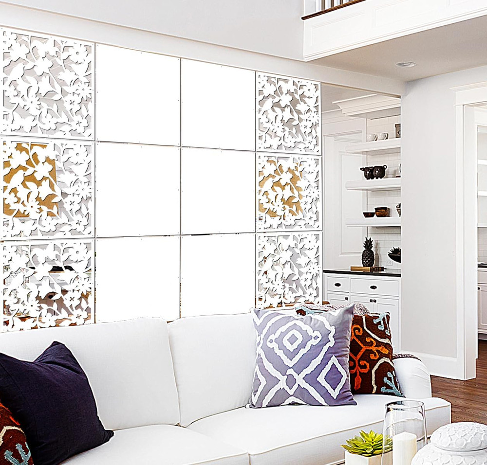 Hanging Room Divider Panel, 12 Pieces White Screen Panels Solid Board Cut Room P
