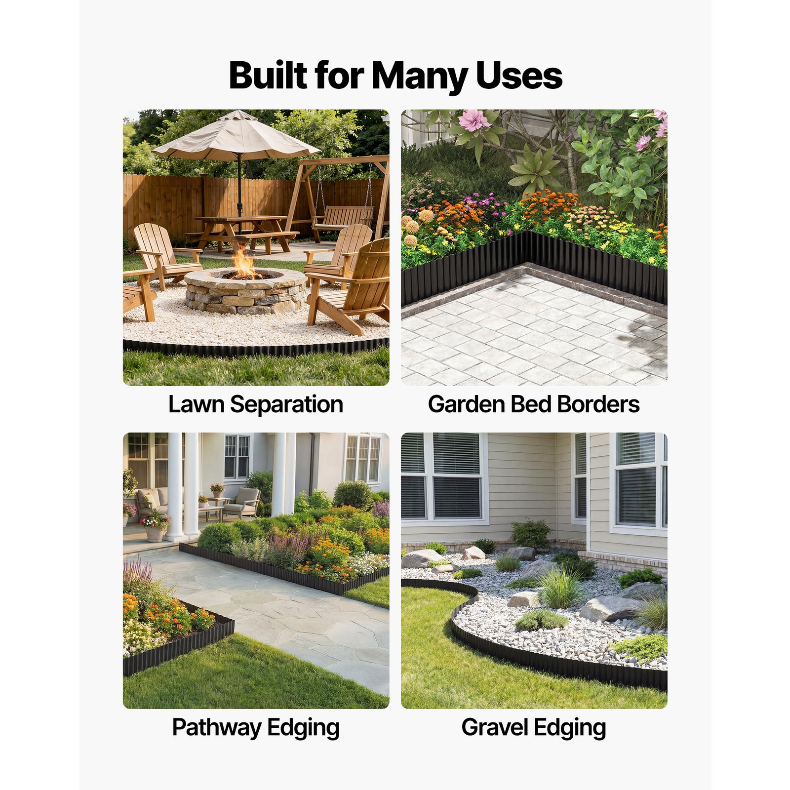 Uimoso Galvanized Steel Garden Edging 40 ft x 6 in Metal Landscape Border