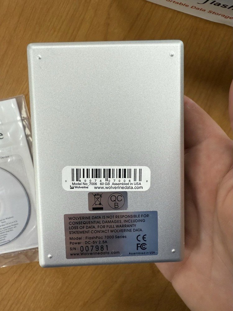 Wolverine Data 60GB FlashPac 7000 Series Portable Data Storage Opened