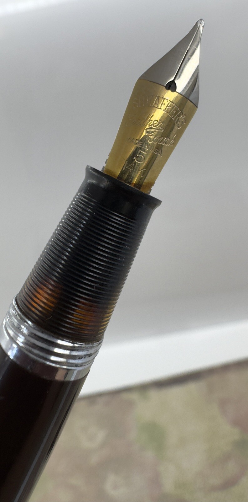 Sheaffer Touchdown TM Desk Set, 14k Med. Feather Touch 5 Nib