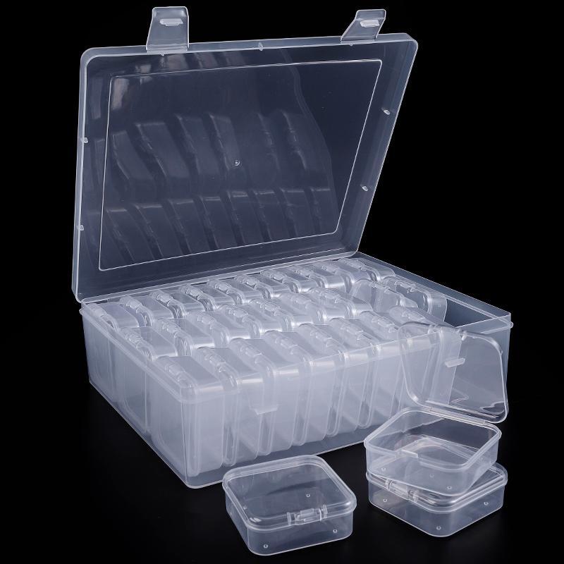 30pcs Bead Organizer Box Clear Plastic Storage Containers with Hinged Lid