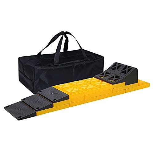 Homeon RV Leveling Blocks Ramp Design 9 Pack Interlocking Leveling Yellow+Black