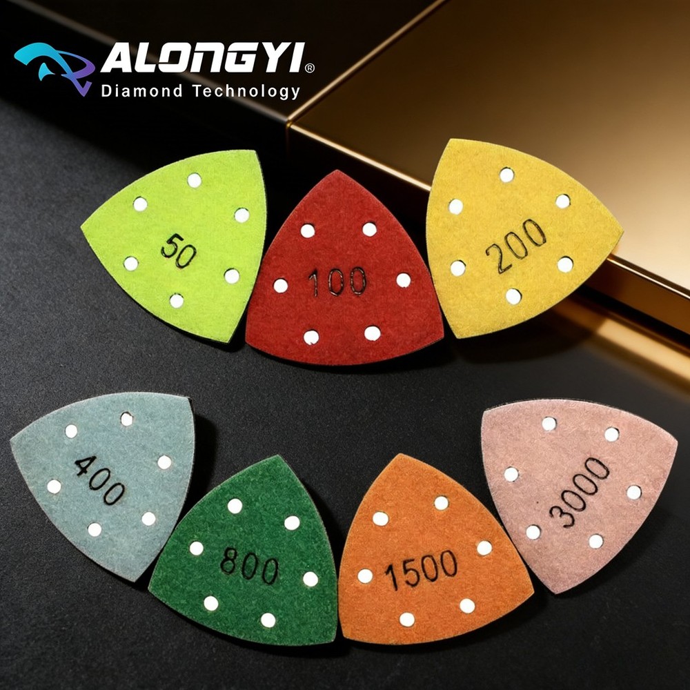 3"7PcsTriangular Oscillating Sanding Pad for Dry Grinding Concrete Stone Edges