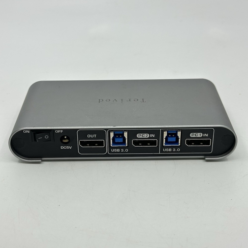 Terived 4 Port 2 DP Monitors USB 3.0 Automatic KVM Switch 4 Computers