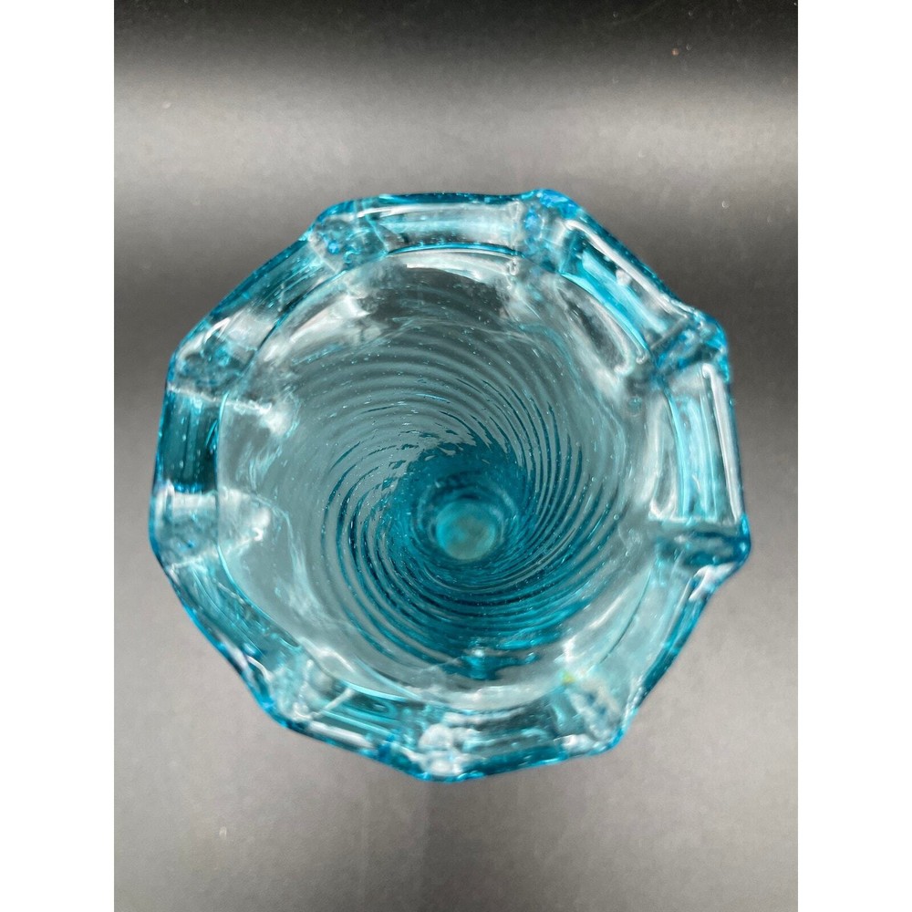 Hand Blown Teal Swirled Blue Bud Vase
