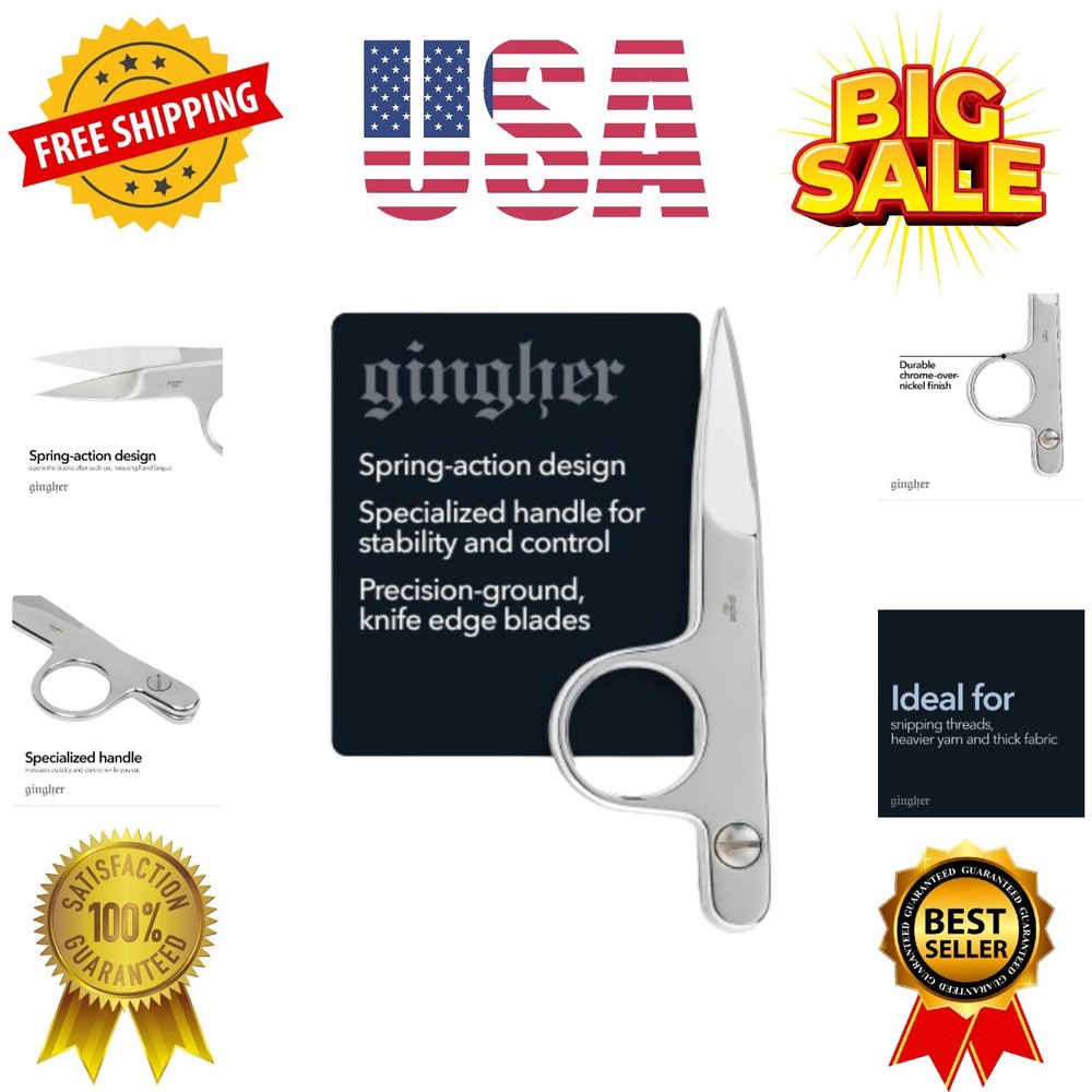4.5" Spring-Action Knife-Edge Thread Nippers, Stainless Steel Shears, Sharp K...