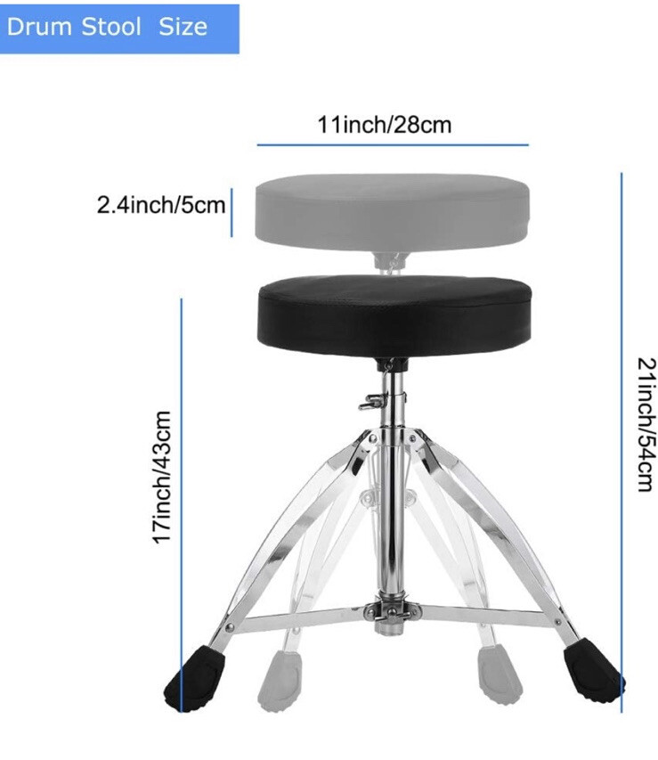 Drum Throne,Adjustable Height Tripod Stools,Portable Folding Padded with 5A Drum