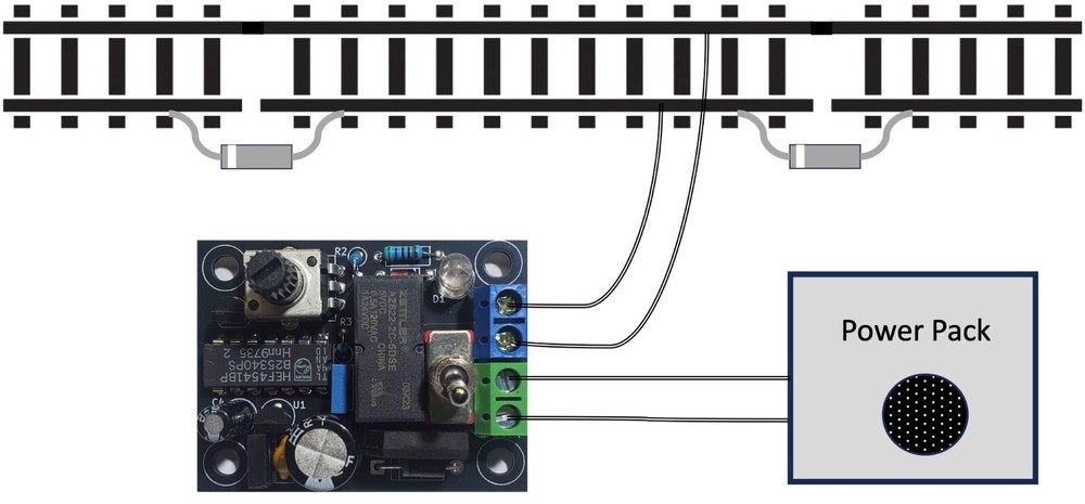 Train Reversing Control Board - Back & Forth for HO / N Gauge Model Railroads