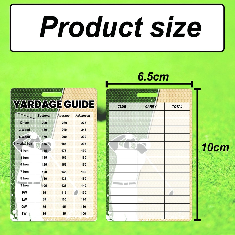 2pcs Golfers Quick Reference Distance Card Golf Club Range Estimation Cheat S...