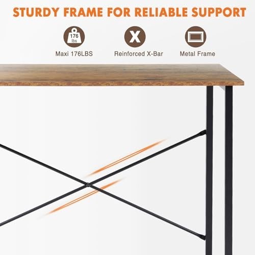 40" Small Office Desk with Headphone Hooks & Storage Bag - Modern Study Table, R