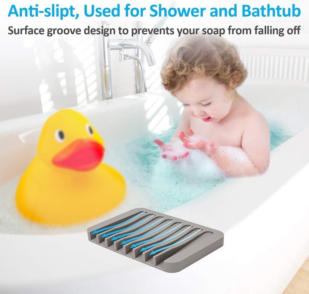 Self-Draining Silicone Soap Dish - Stylish Holder for Kitchen & Bath (2 PCS)