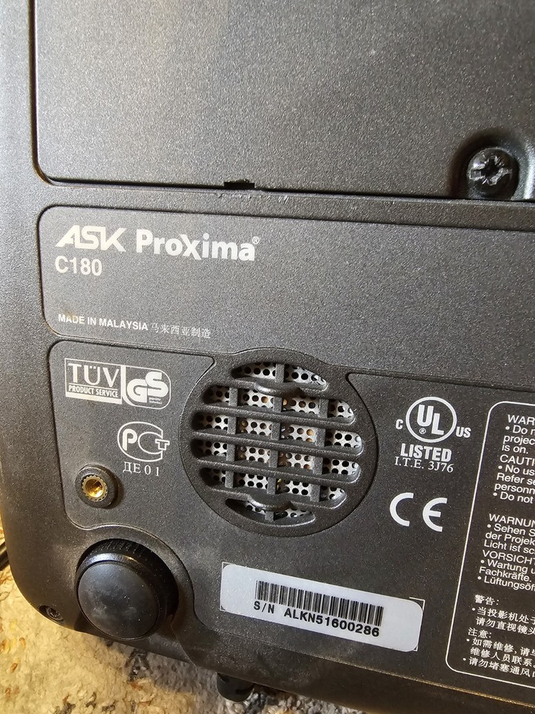ASK Proxima C180 LCD Projector With Cables. Turns On!!