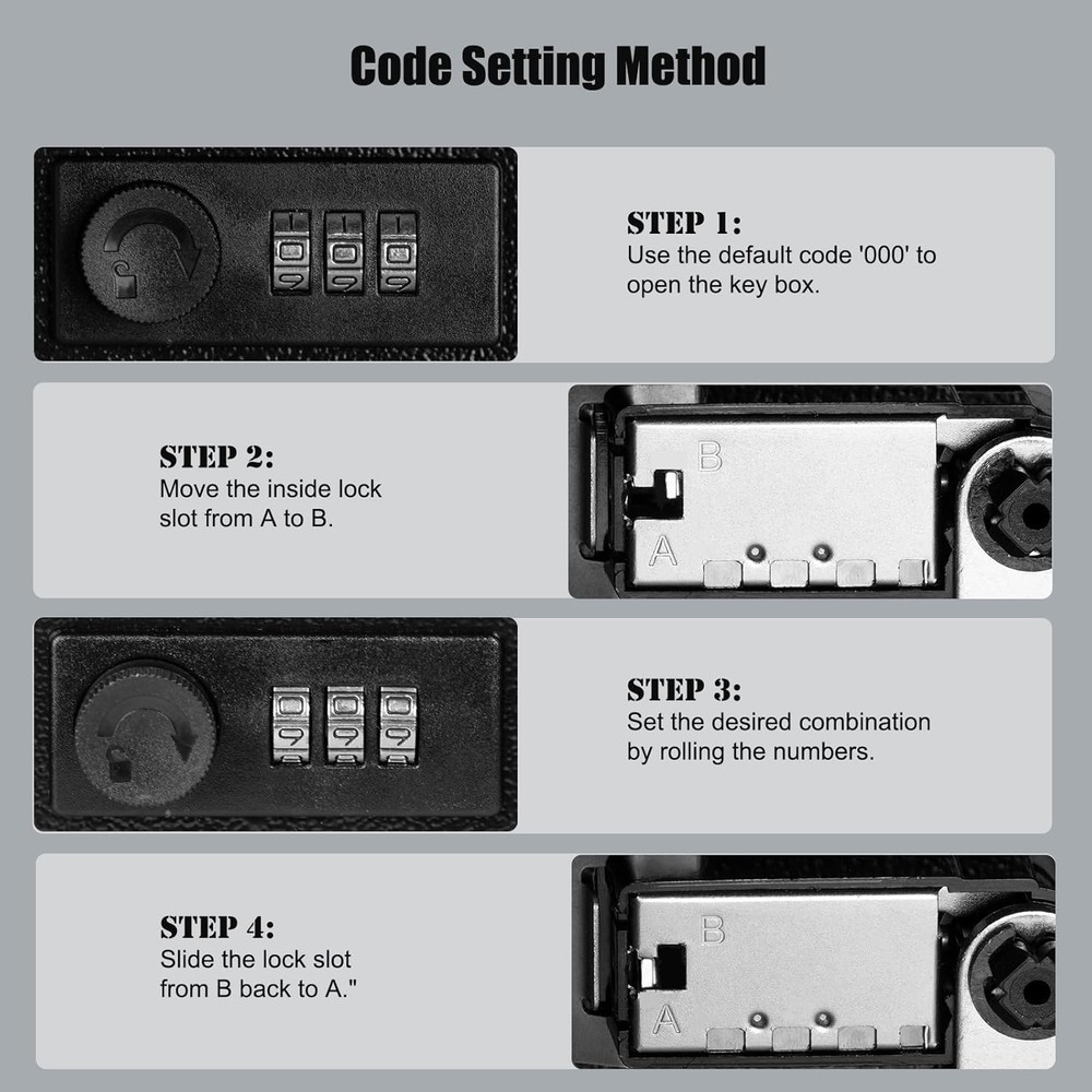 Wall-Mount Key Cabinet with Code – Metal Lock Box for 40 Keys, Includes Tags & S