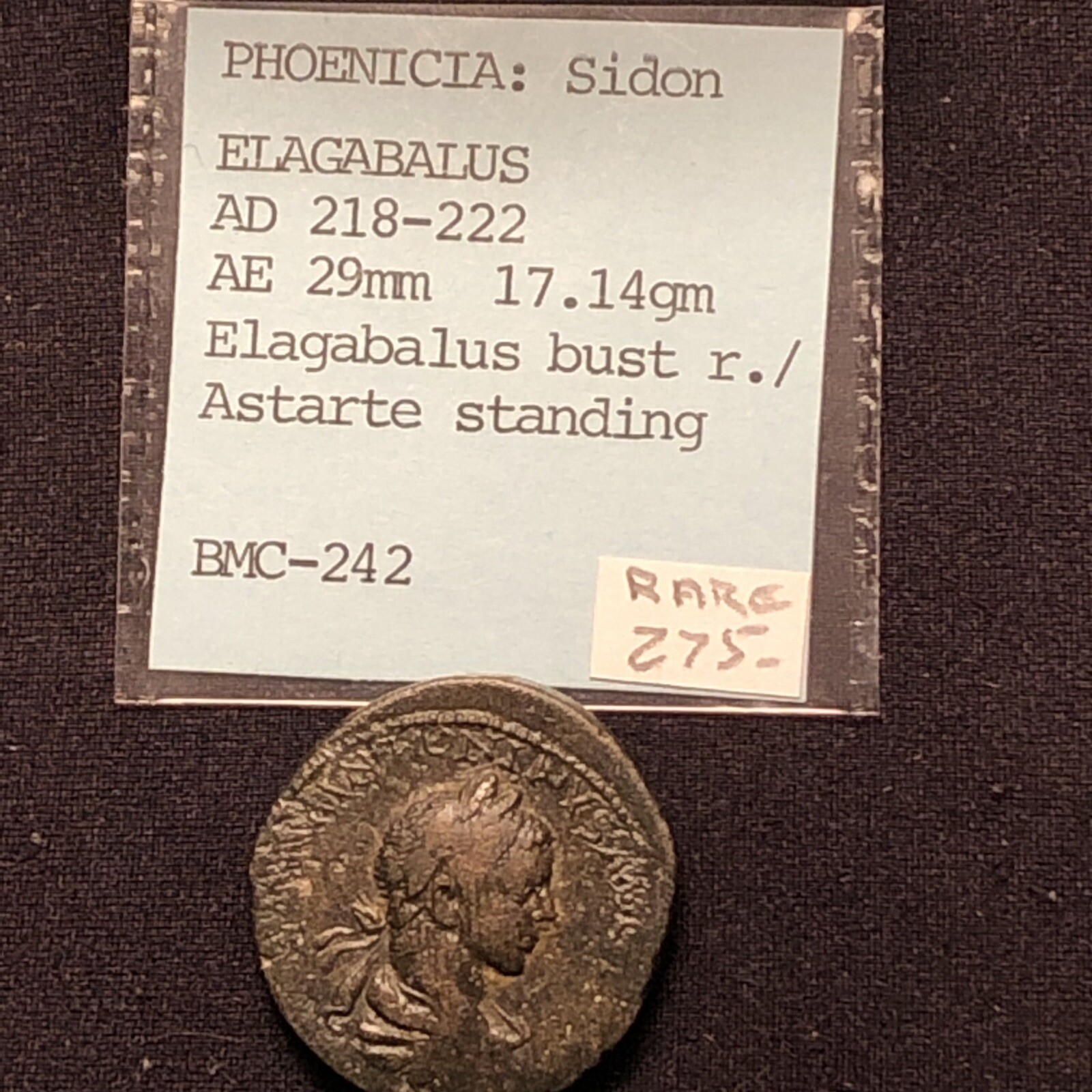 elagabalus phoenicia: sidon ad 218-222 Ae29 Rev Astarte ,Nike,Marsyas Lower Left