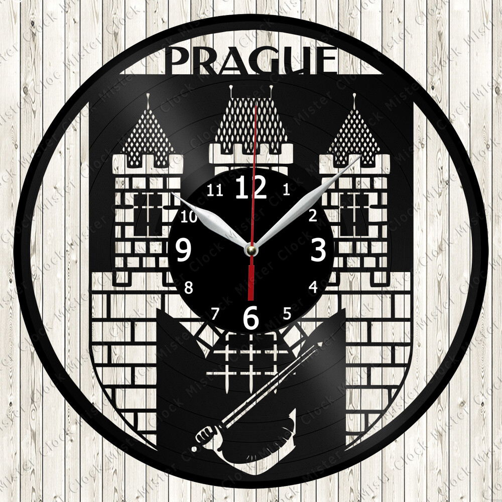 Prague Vinyl Record Wall Clock Decor Handmade 5752