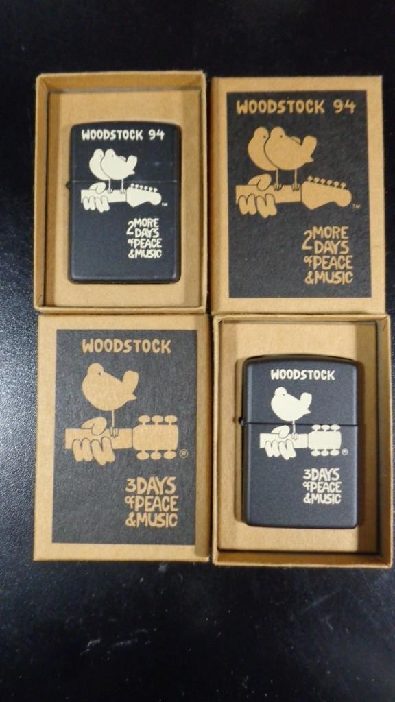 2 WOODSTOCK 94 UNFIRED MINT IN BOX ZIPPO FULL SIZE LIGHTERS 2 & 3 DAYS 302/1000